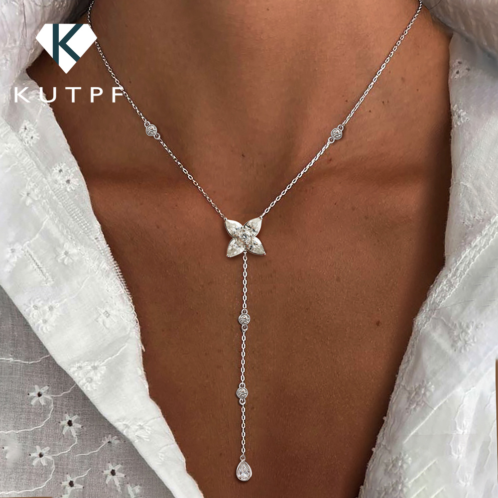 Bezels Set Pendant - Colar Pingente Lariat de Moissanite com
