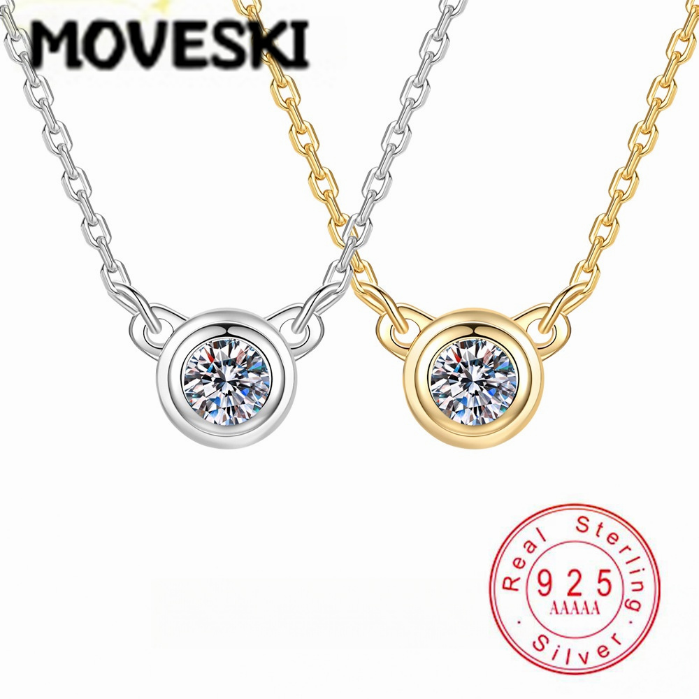 Bezels Set Pendant - Colar com Pingente de Moissanite em