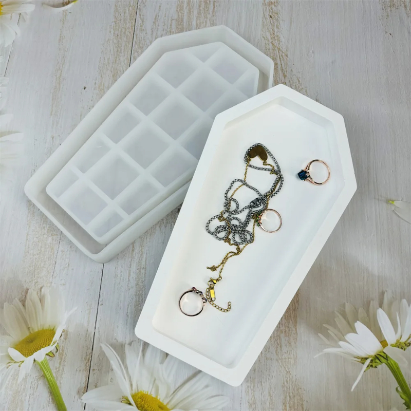 Serving Tray Mold - Halloween caixão resina molde bandeja caixa