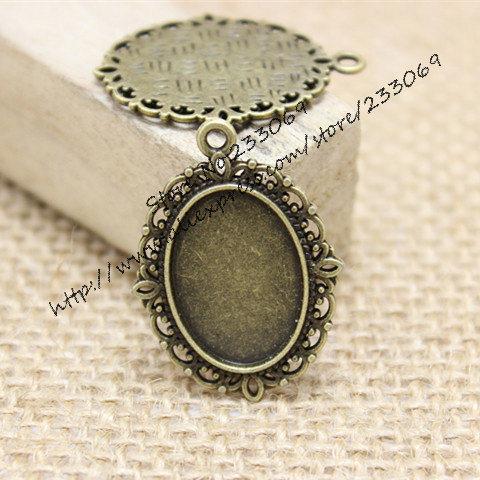Bezels Set Pendant - 40 pçs/lote liga de bronze antigo