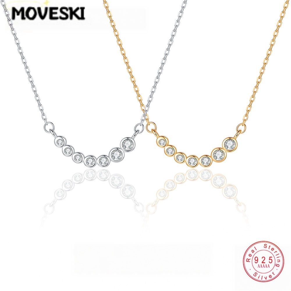 Bezels Set Pendant - Colar com Pingente Sorriso Redondo de