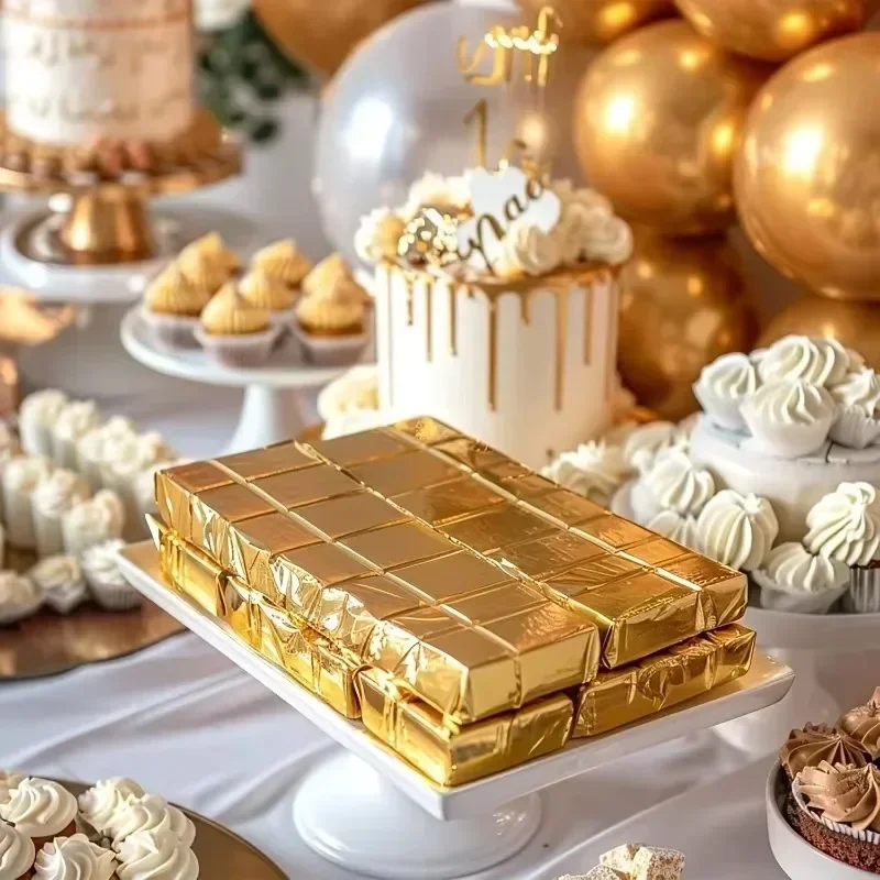 100 pçs grandes dubai chocolat - Gold Foil Flakes avaliação e preço