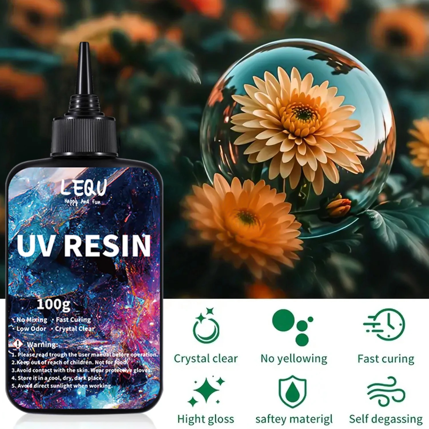 Resina UV transparente de 100g - Epoxy Uv Resin Kit avaliação e preço